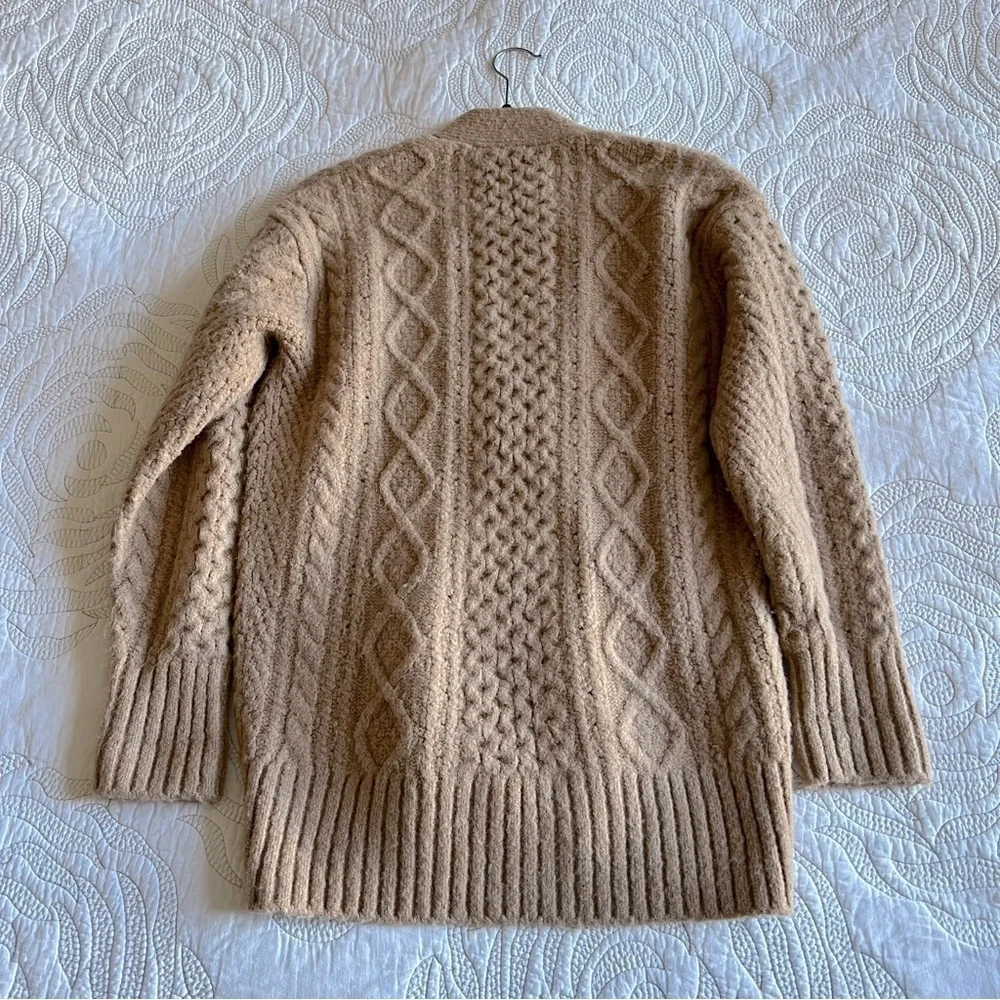 J. Crew - Cable-knit Stretch Cardigan Sweater - Heather Acorn